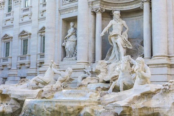 Detalhe Fonte Trevi Roma Itália Uma Fonte Distrito Trevi Roma — Fotografia de Stock