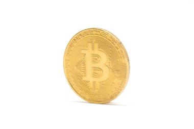 Bitcoin cryptocurrency üzerinde beyaz izole