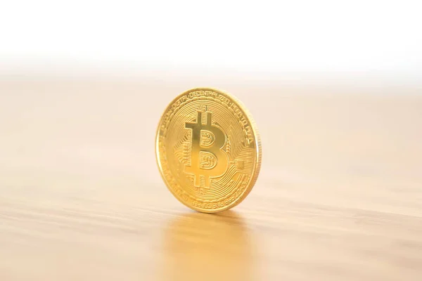 Vista Bitcoin Moneda Oro Concepto Criptomoneda — Foto de Stock
