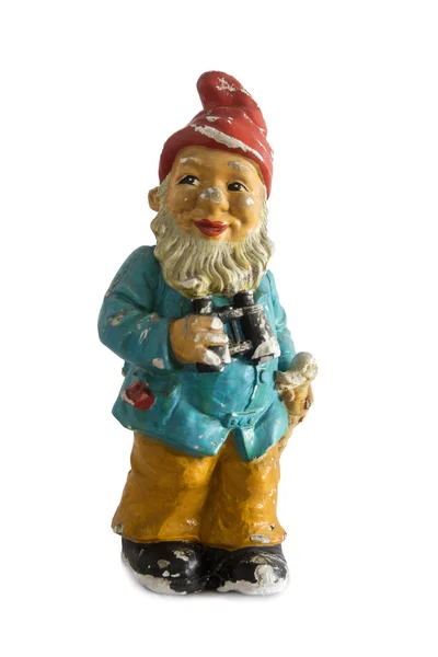 Vintage Tuin Gnome Geïsoleerd Witte Achtergrond — Stockfoto