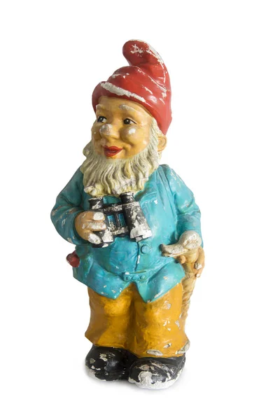 Vintage Tuin Gnome Geïsoleerd Witte Achtergrond — Stockfoto