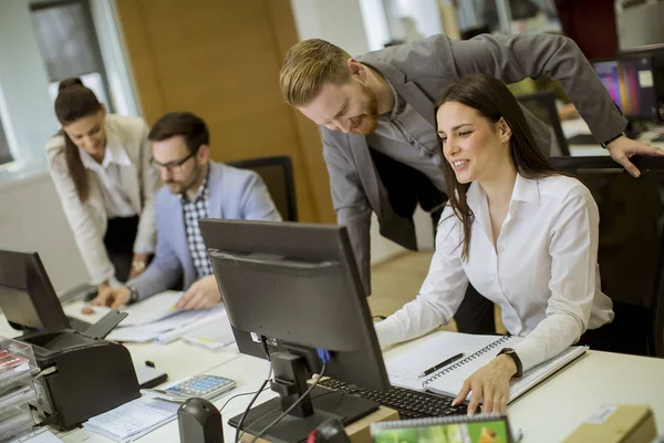 Group Young People Working Modern Office — Stock Photo, Image