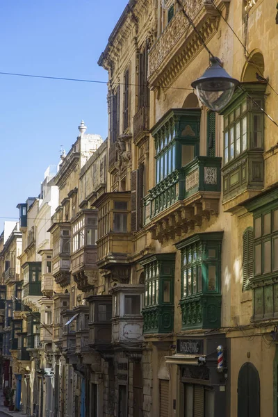 Hermosas Casas Antiguas Centro Ciudad Capital Valetta Malta — Foto de Stock