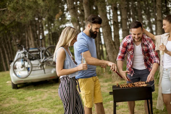 Junge Leute Genießen Grillparty Der Natur — Stockfoto