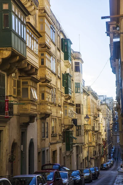 Hermosas Casas Antiguas Centro Ciudad Capital Valetta Malta — Foto de Stock