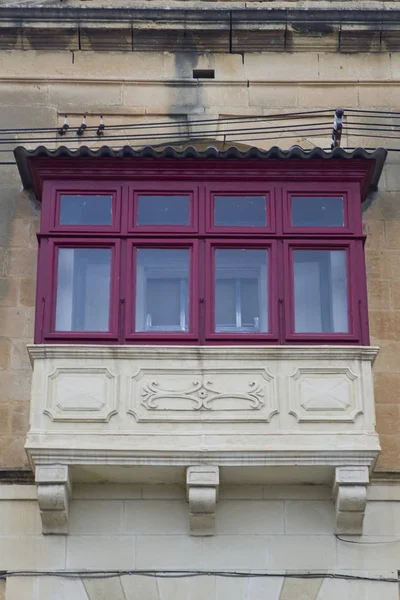 Traditional Balcony Window Building Malta — Stock Photo, Image