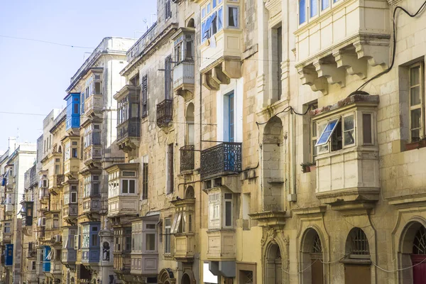 Anciennes Belles Maisons Dans Centre Capitale Valette Malte — Photo