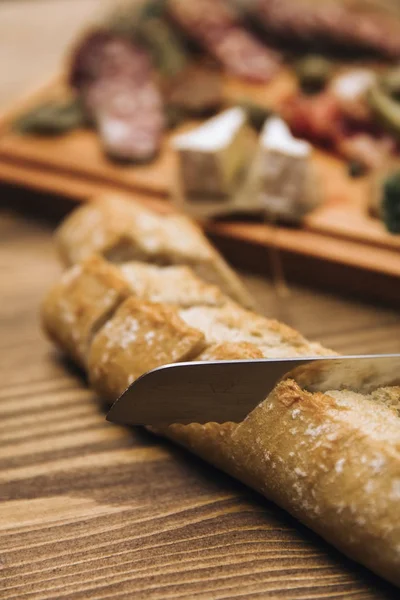 Fromage Saucisses Entrée Servis Sur Une Assiette Bois — Photo