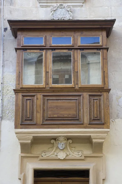 Traditional Balcony Window Building Malta — Stock Photo, Image