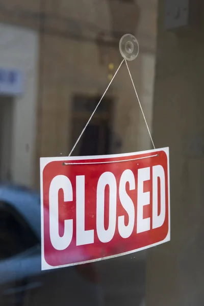 Closed Sign Board Glass Store Window — Stock Photo, Image