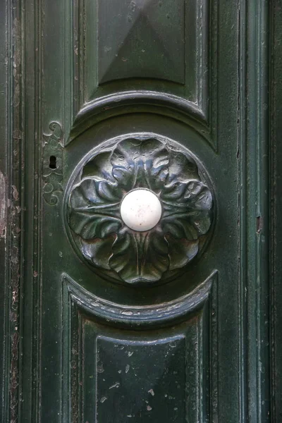 Detalhe Porta Frente Tradicional Verde Construção Malta — Fotografia de Stock