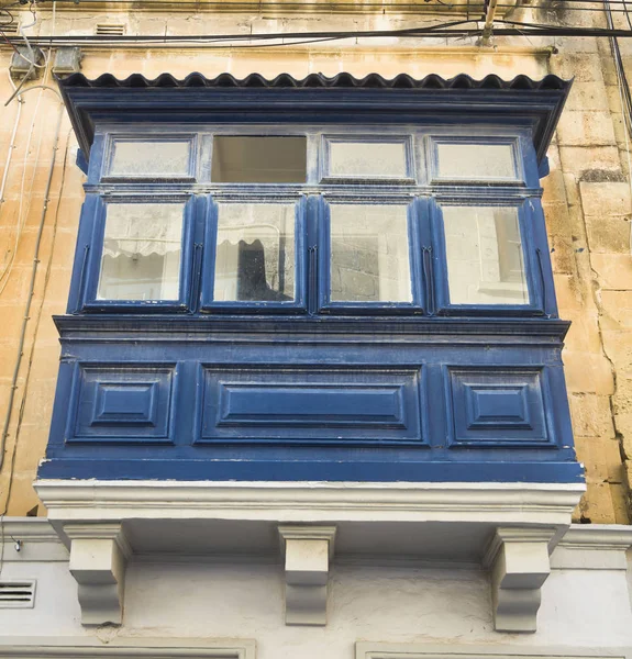 Traditionele Balkon Venster Een Gebouw Uit Malta — Stockfoto