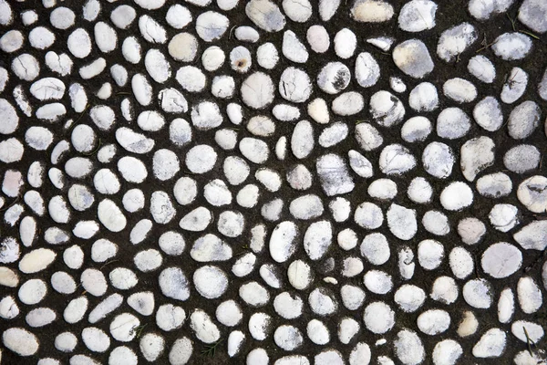 Fondo Pequeñas Piedras Redondas Pared Hormigón — Foto de Stock