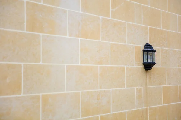 Perspective View Yellow Brick Wall Old Lamp — Stock Photo, Image