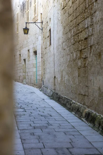 Blick Auf Malerische Enge Gasse Der Mittelalterlichen Stadt Mdina Malta — Stockfoto