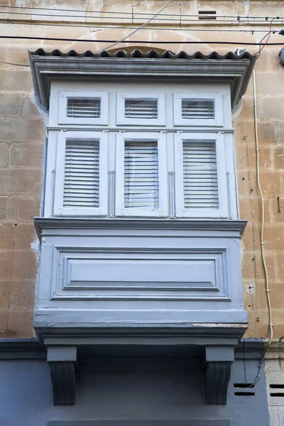 Traditional Balcony Window Building Malta — Stock Photo, Image