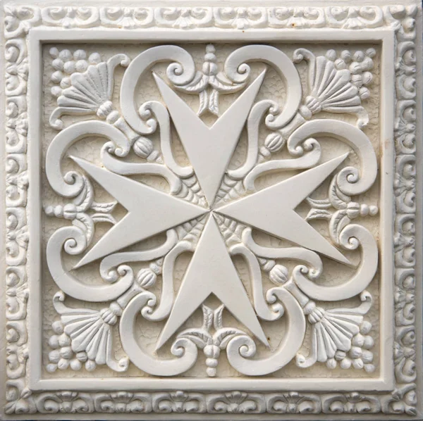 Closeup Traditional Maltese Cross Facade Old Building Mdina Malta — Stock Photo, Image