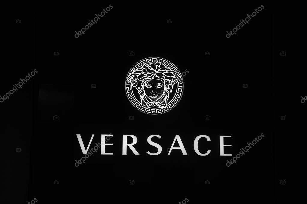 DOHA, QATAR - JANUARY 21, 2019: Detail from Versace shop in Doha, Qatar. It is an Italian fashion company founded by Gianni Versace in 1978.