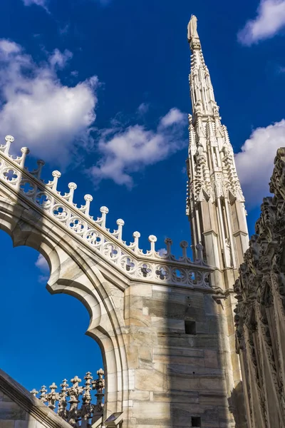 Terrasses Gothiques Sur Toit Milan Duomo Italie — Photo