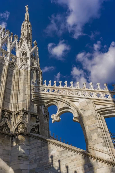 Gotische Dakterrassen Van Milaan Duomo Italië — Stockfoto