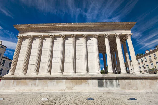 Bekijk Romeinse Tempel Maison Carree Nîmes Frankrijk — Stockfoto