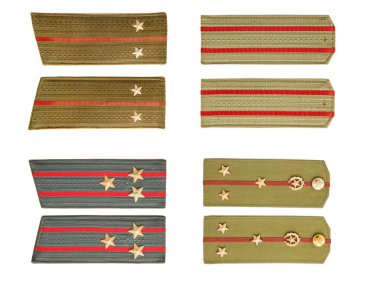 Set of Soviet army officer shoulder straps isolated on the white background clipart