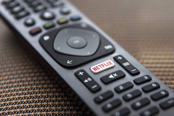 Belgrade Serbia May 2019 Close Netflix Remote Control Netflix American — Stock Photo, Image