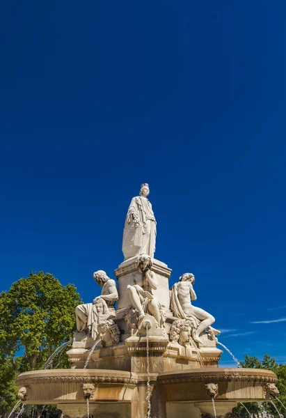 Detalj Pradier Fountain Esplanade Charles Gaulle Nimes Frankrike — Stockfoto