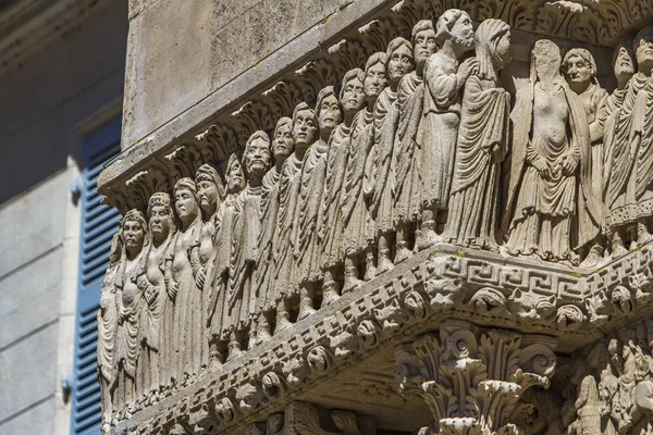 Closeup Detail Facade Saint Trophime Church Arles France — Stock Photo, Image