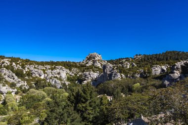 Les Baux de Provence, Fransa'dan Alpilles dağının görünümü