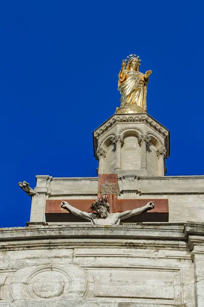 Closeup Statue Virgin Mary Notre Dame Des Doms Cathedral Avignon — Stock Photo, Image