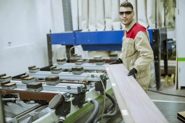 Two Handsome Young Men Working Furniture Factory — Stock Photo, Image