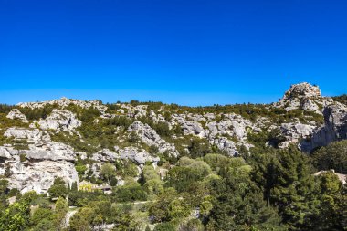 Les Baux de Provence, Fransa'dan Alpilles dağının görünümü