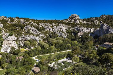 Les Baux de Provence, Fransa'dan Alpilles dağının görünümü