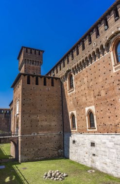 Milano, Italya 'da Ortaçağ Sforza Kalesi (Castello Sforzesco) detay