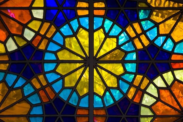 Closeup Detail Colorful Stained Glass Window — Stock Photo, Image