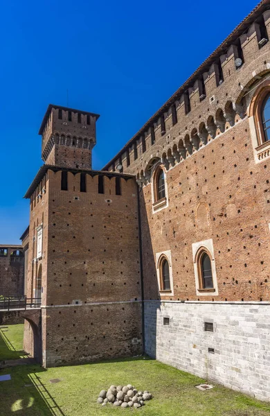 Detalle Del Castillo Medieval Sforza Castello Sforzesco Milán Italia — Foto de Stock