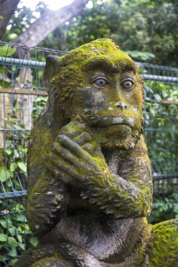 Bali adasında Ubud Monkey Forest kutsal maymun heykeli, Endonezya