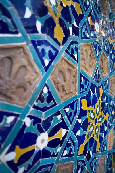 Detalhe Close Azulejos Decorativos Fachada Edifício Banhos Enxofre Orbeliani Tbilisi — Fotografia de Stock
