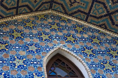 Tiflis, Gürcistan'daki Orbeliani sülfür hamamı binasının detayı