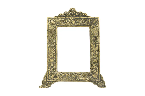 Vintage yellow picture frame  isolated on the white background