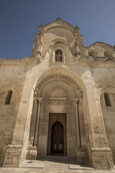 Pohled Kostel San Giovanni Battista Starém Městě Matera Itálii — Stock fotografie