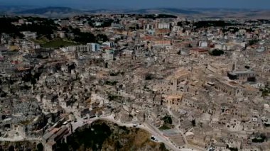 Güney İtalya Basilicata bölgesinde Matera antik kenti görünümü