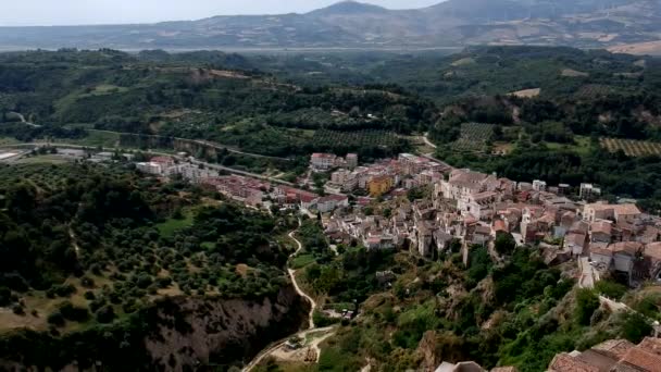 Panoramatický Pohled Staré Město Tursi Oblasti Basilicata Itálie — Stock video