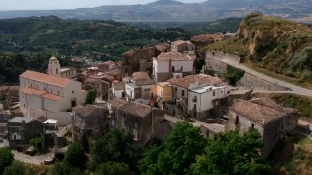 Basilicata Bölgesinde Eski Şehir Tursi Panoramik Görünümü Talya — Stok video