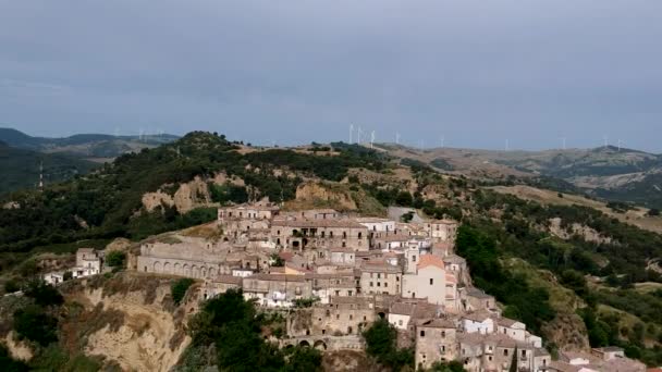 Basilicata Bölgesinde Eski Şehir Tursi Panoramik Görünümü Talya — Stok video