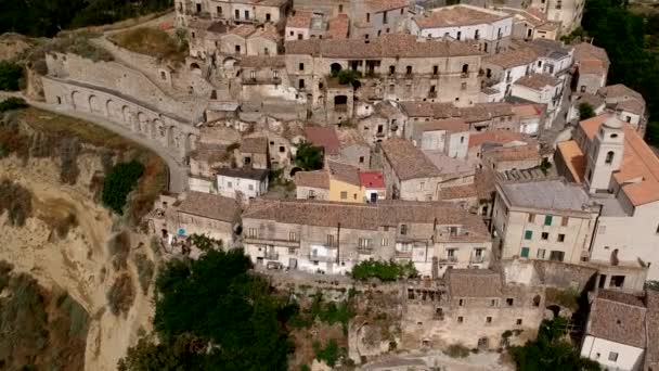 Panoramautsikt Över Gamla Stan Tursi Basilicata Region Italien — Stockvideo