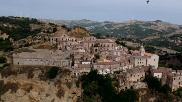 イタリア バシリカータ地方の旧市街トゥルシのパノラマビュー — ストック動画