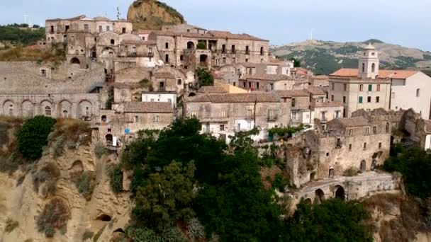 イタリア バシリカータ地方の旧市街トゥルシのパノラマビュー — ストック動画