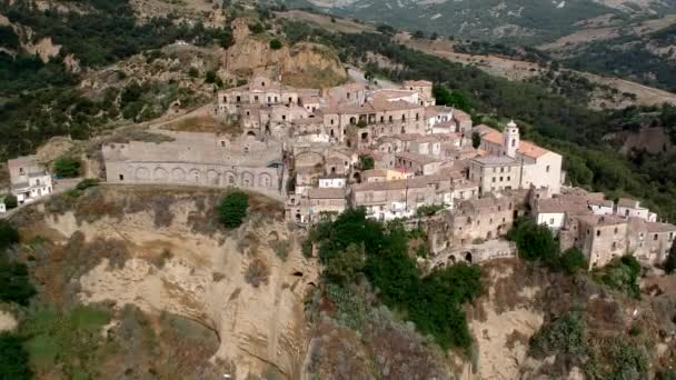 Panoramautsikt Över Gamla Stan Tursi Basilicata Region Italien — Stockvideo